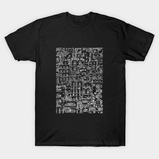 Cats and the city.first edition.white T-Shirt by mangulica